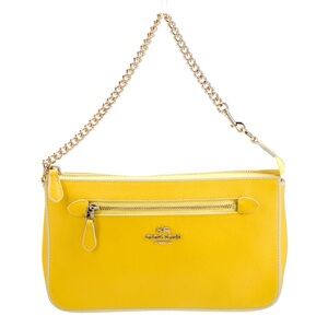 Coach Nolita 24 Colorblock Clutch Yellow Chalk Pebbled Leather Chain Wristlet